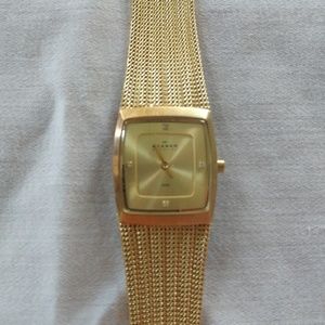 Skagen Gold Tone Stainless Mesh Bracelet Watch